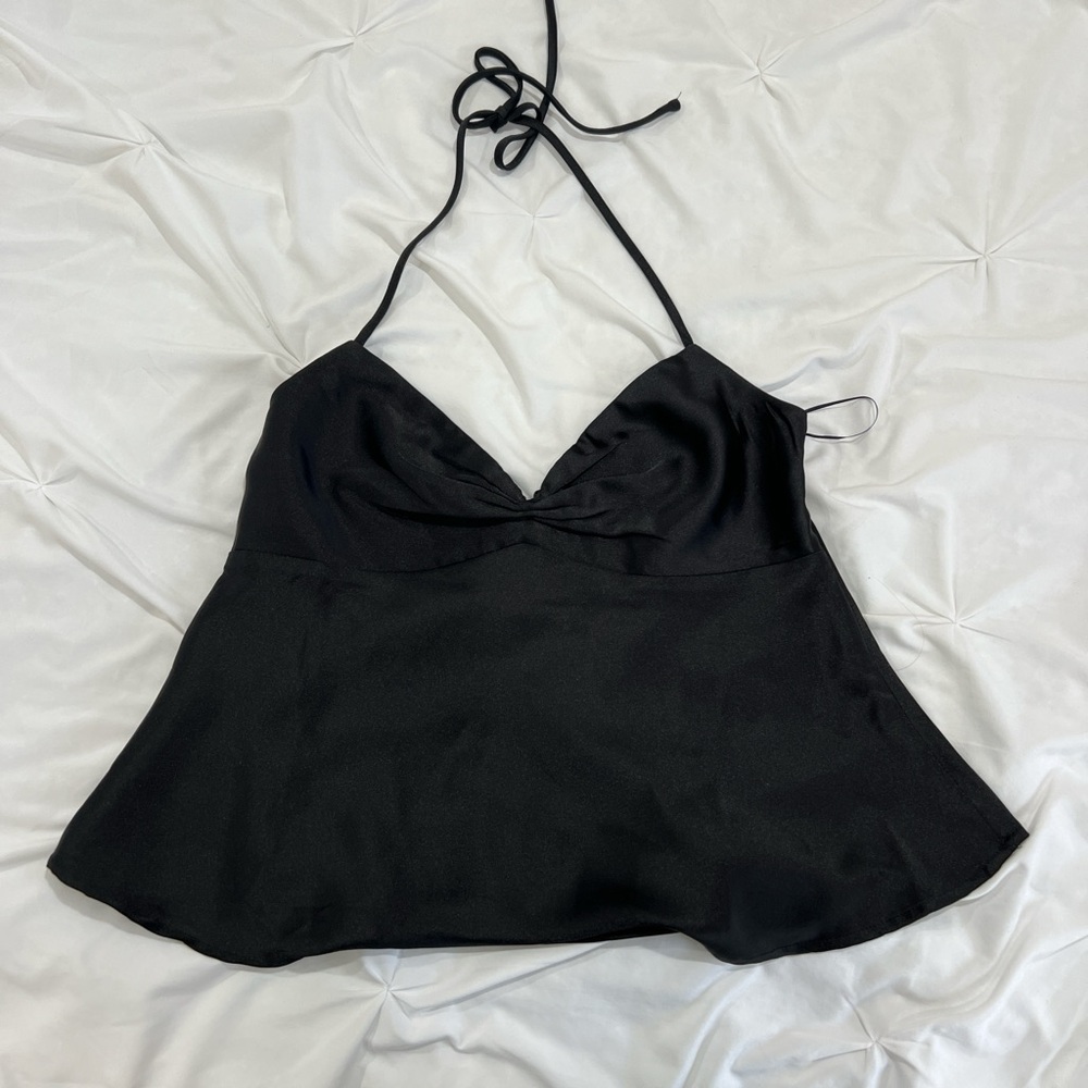 Black halter top with adjustable straps